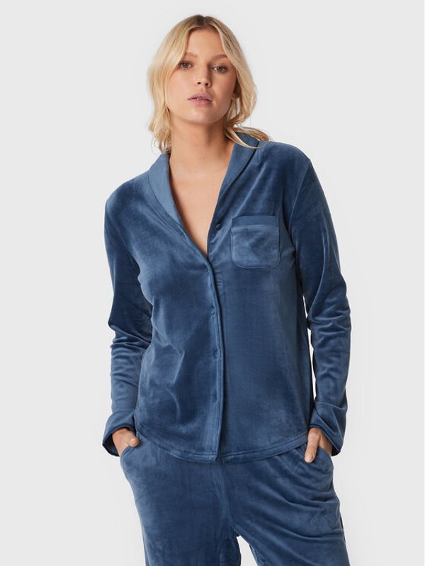 Triumph Triumph Тениска на пижама Mix & Match Velour 10213389 Тъмносин Boyfriend Fit