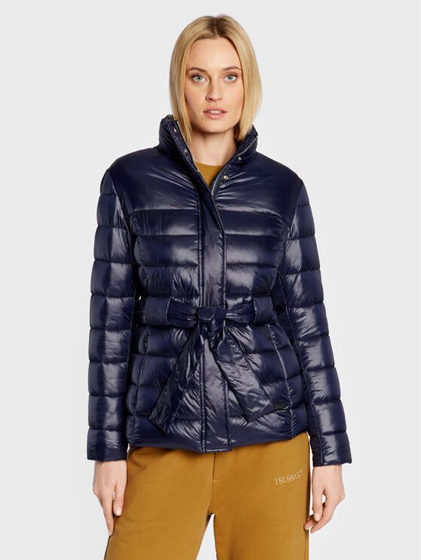 Trussardi Trussardi Пухено яке Shiny 56S00801 Тъмносин Regular Fit