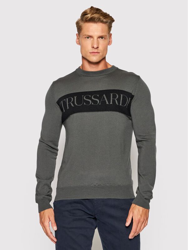 Trussardi Пуловер Logo 52M00517 Сив Regular Fit