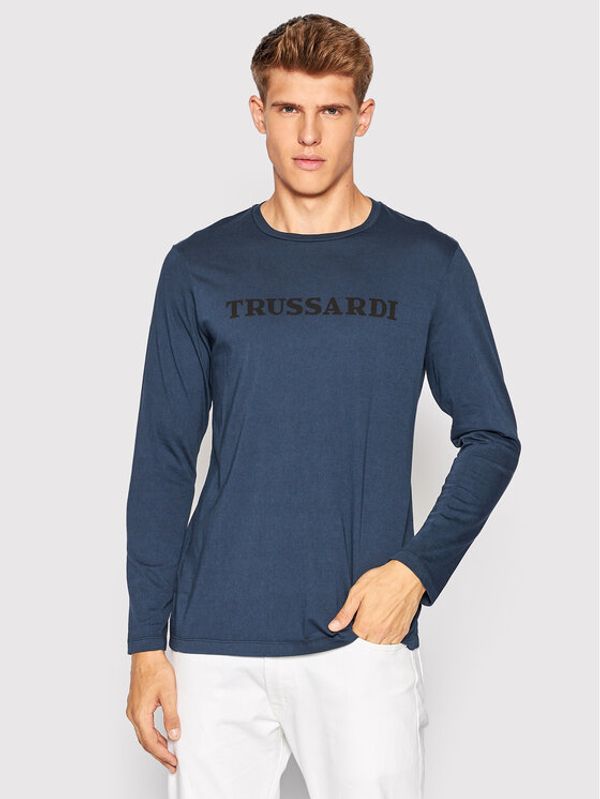 Trussardi Trussardi Тениска с дълъг ръкав Logo Print 52T00643 Тъмносин Regular Fit
