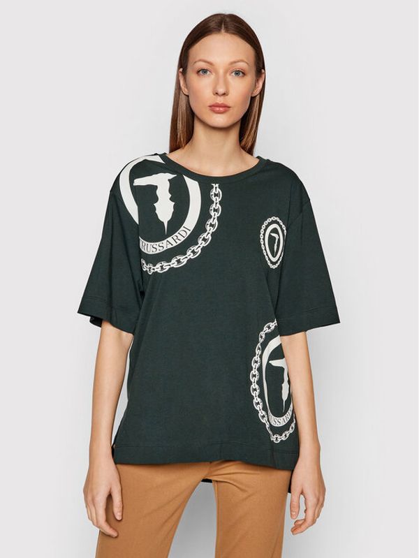 Trussardi Trussardi Тишърт Logo Print 56T00413 Зелен Oversize