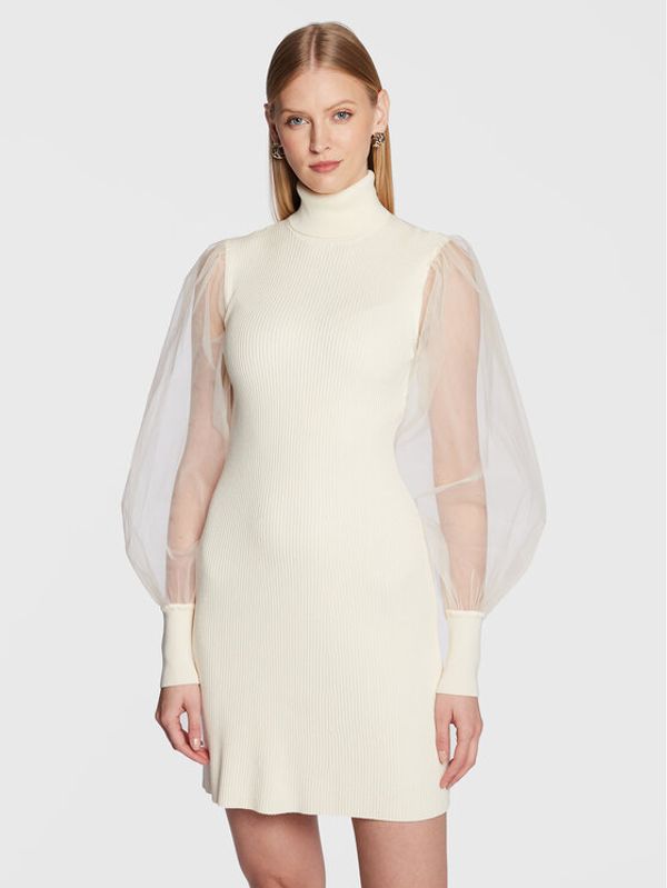 TWINSET TWINSET Коктейлна рокля 222TT3103 Екрю Slim Fit