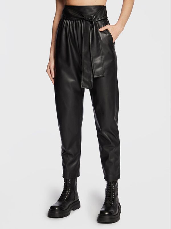 TWINSET TWINSET Панталони от имитация на кожа 222TT2014 Черен Regular Fit