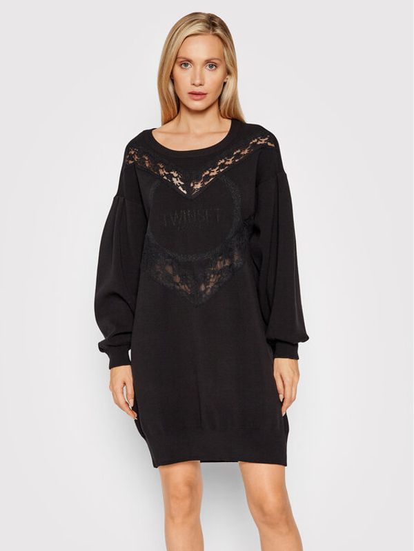 TWINSET TWINSET Плетена рокля 212TT3041 Черен Relaxed Fit