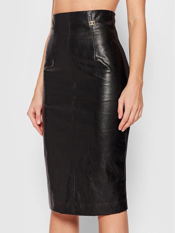 TWINSET TWINSET Пола от имитация на кожа 212TP205A Черен Slim Fit