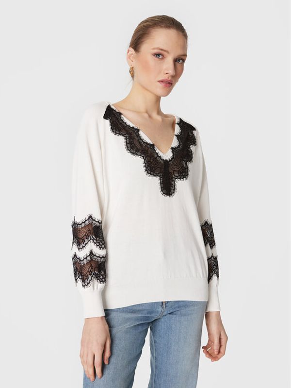 TWINSET TWINSET Пуловер 231TP3230 Бял Relaxed Fit