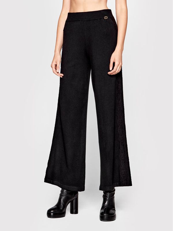 TWINSET TWINSET Текстилни панталони 222TP3363 Черен Relaxed Fit