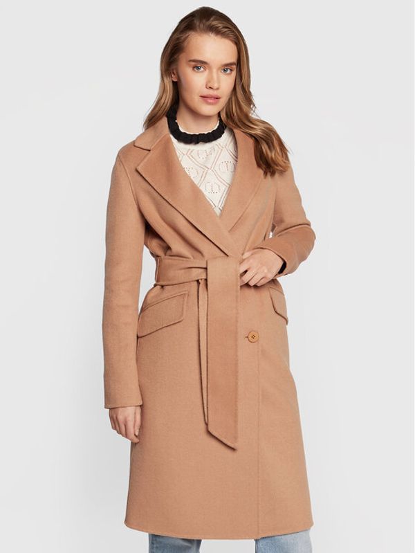 TWINSET TWINSET Вълнено палто 222TP2056 Бежов Regular Fit