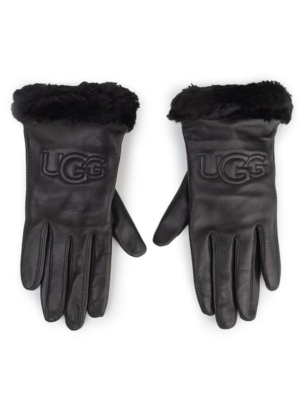 Ugg Ugg Дамски ръкавици W Classic Leather Logo Glove 19034 Черен