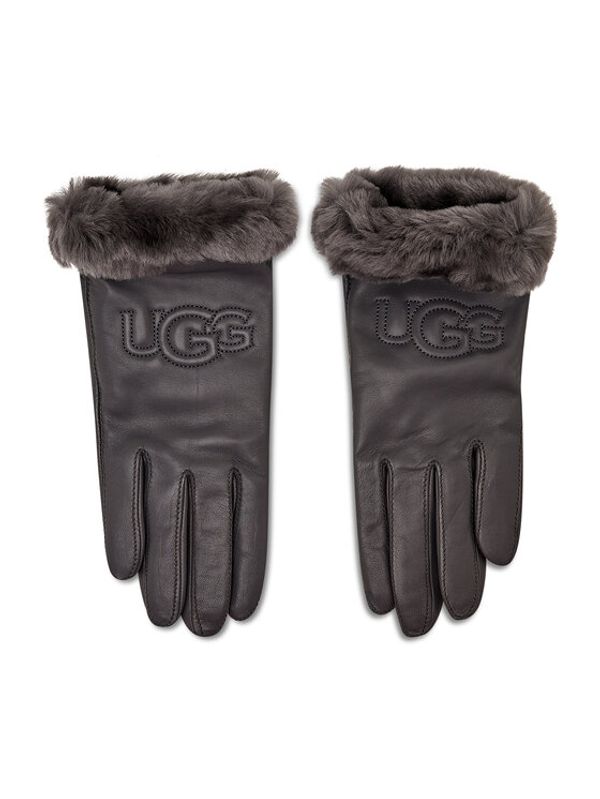 Ugg Ugg Дамски ръкавици W Classic Leather Logo Glove 19034 Сив