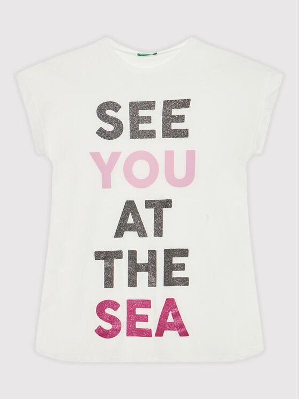 United Colors Of Benetton United Colors Of Benetton Ежедневна рокля 3Q220V006 Бял Regular Fit