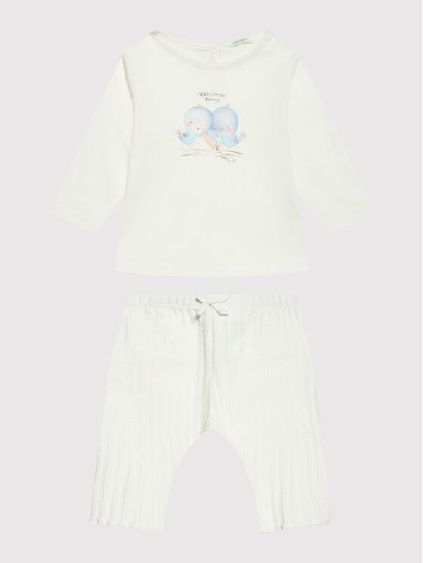 United Colors Of Benetton United Colors Of Benetton Комплект блуза и панталон 38ZRA1006 Бял Regular Fit