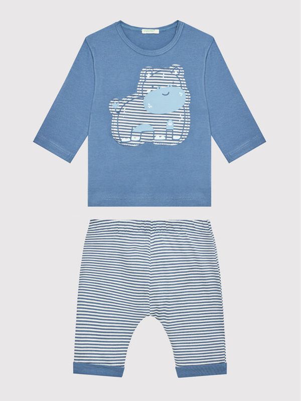 United Colors Of Benetton United Colors Of Benetton Комплект блуза и панталон 3ZK6A1002 Син Regular Fit