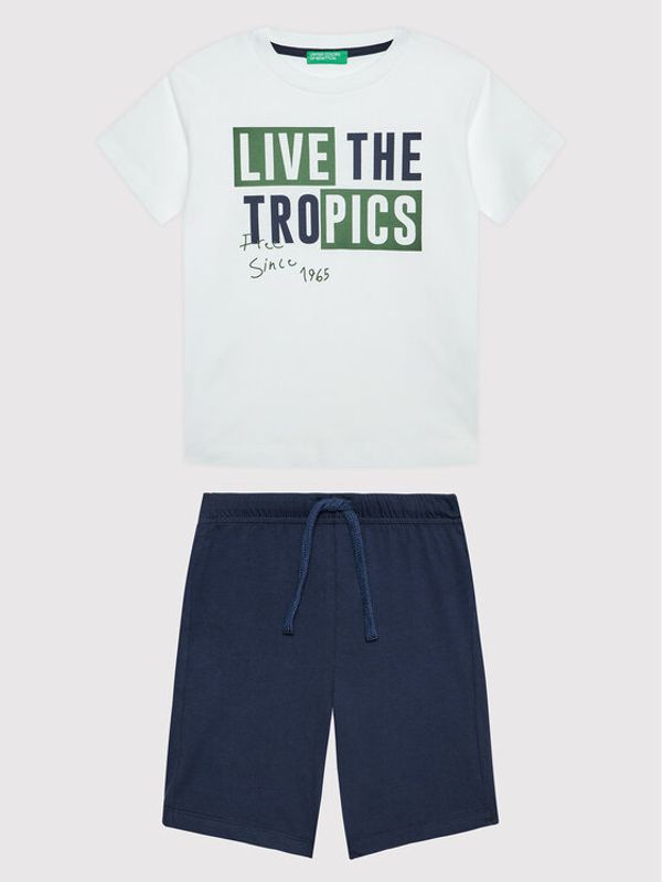 United Colors Of Benetton United Colors Of Benetton Комплект тишърт и панталонки 3096CK002 Бял Regular Fit