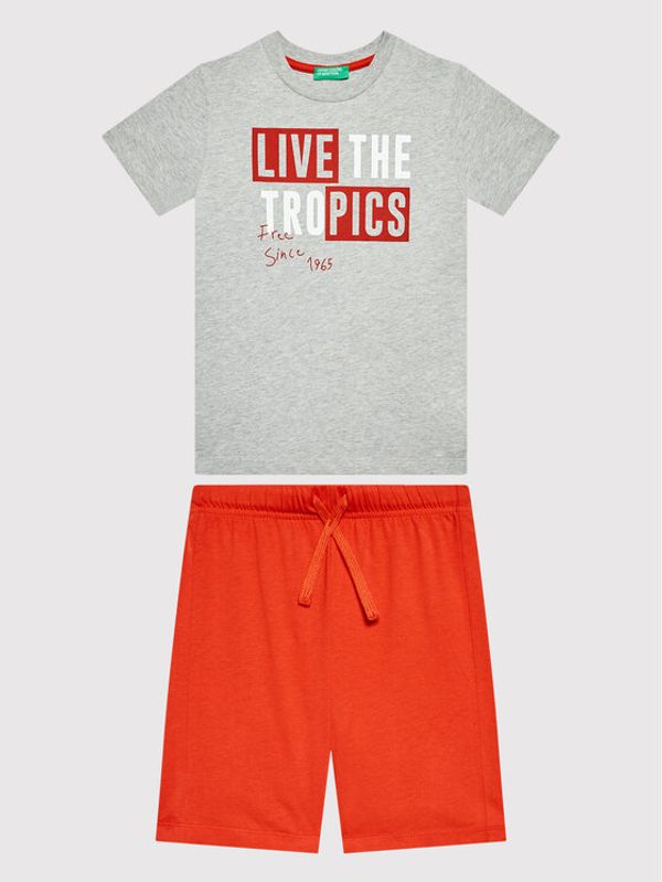 United Colors Of Benetton United Colors Of Benetton Комплект тишърт и панталонки 3096CK002 Сив Regular Fit