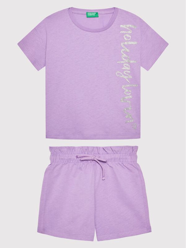 United Colors Of Benetton United Colors Of Benetton Комплект тишърт и панталонки 3096CK004 Виолетов Regular Fit