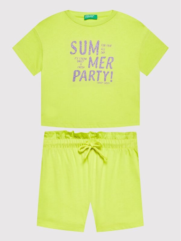 United Colors Of Benetton United Colors Of Benetton Комплект тишърт и панталонки 3096CK004 Зелен Regular Fit