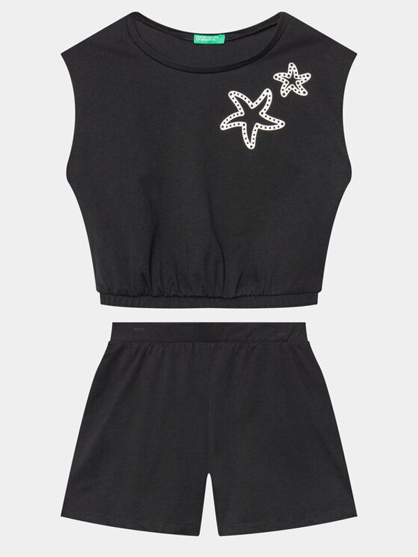 United Colors Of Benetton United Colors Of Benetton Комплект тишърт и панталонки 3096CK007 Черен Regular Fit