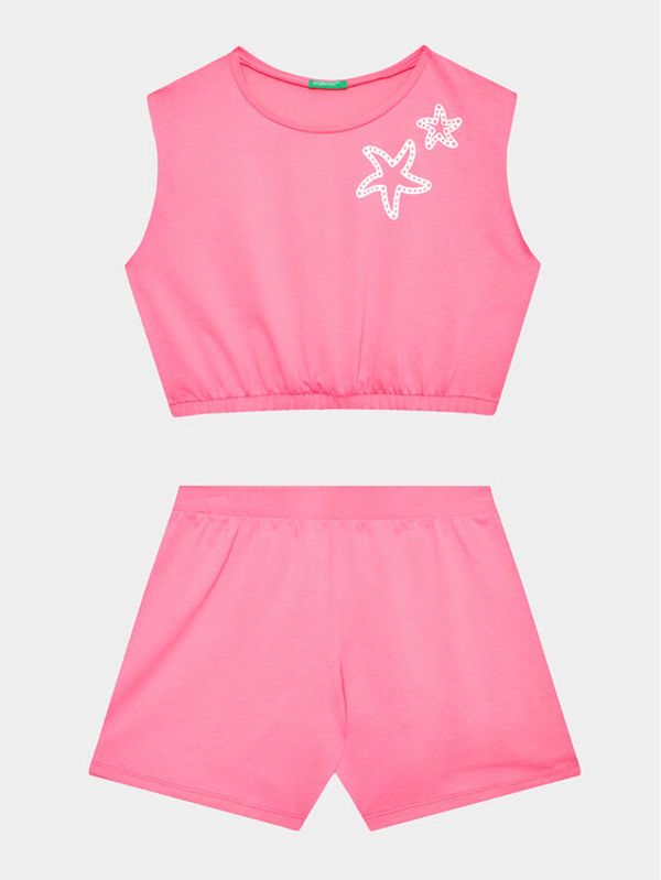 United Colors Of Benetton United Colors Of Benetton Комплект тишърт и панталонки 3096CK007 Розов Regular Fit