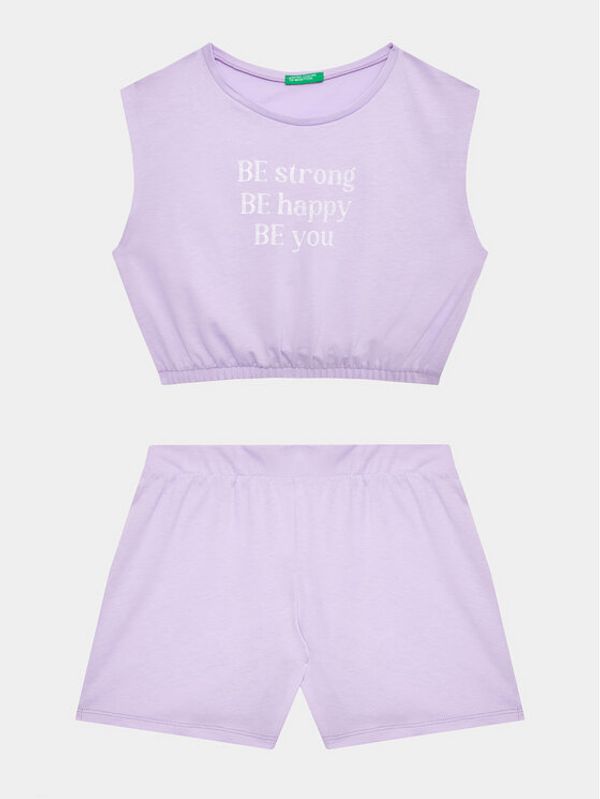 United Colors Of Benetton United Colors Of Benetton Комплект тишърт и панталонки 3096CK007 Виолетов Regular Fit