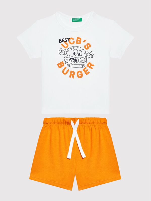 United Colors Of Benetton United Colors Of Benetton Комплект тишърт и панталонки 3096GK003 Бял Regular Fit