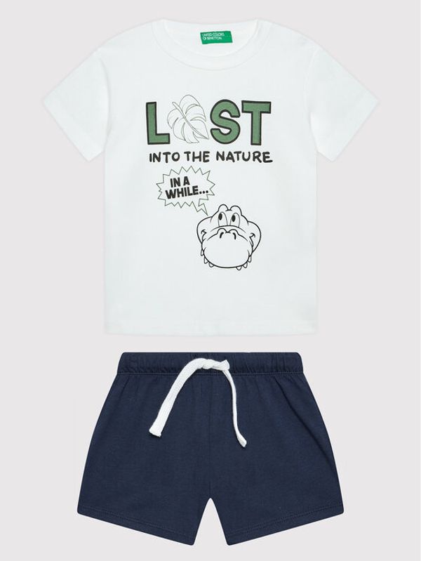 United Colors Of Benetton United Colors Of Benetton Комплект тишърт и панталонки 3096GK003 Бял Regular Fit