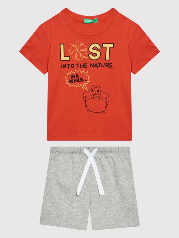 United Colors Of Benetton United Colors Of Benetton Комплект тишърт и панталонки 3096GK003 Червен Regular Fit