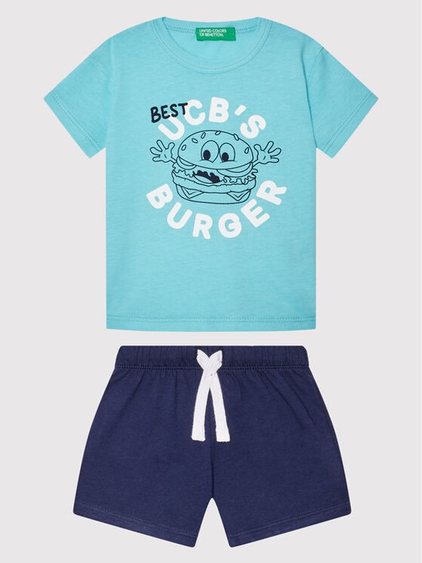 United Colors Of Benetton United Colors Of Benetton Комплект тишърт и панталонки 3096GK003 Син Regular Fit