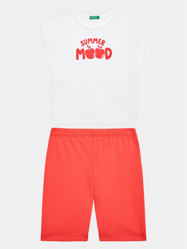 United Colors Of Benetton United Colors Of Benetton Комплект тишърт и панталонки 3096GK008 Бял Regular Fit