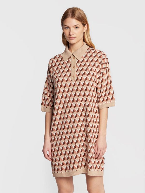 United Colors Of Benetton United Colors Of Benetton Плетена рокля 103FEV00G Бежов Regular Fit