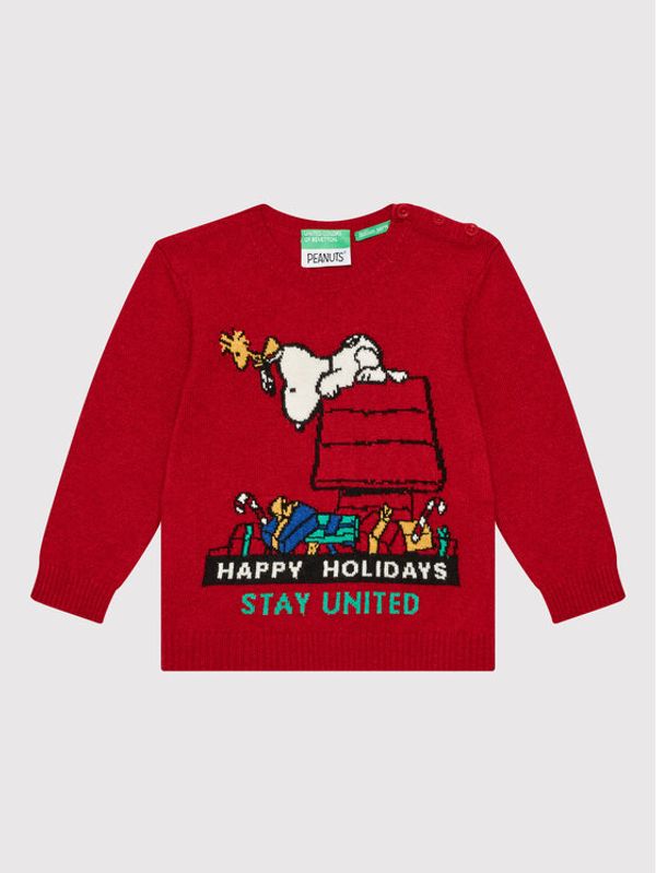 United Colors Of Benetton United Colors Of Benetton Пуловер PEANUTS 1032Q100A Червен Regular Fit