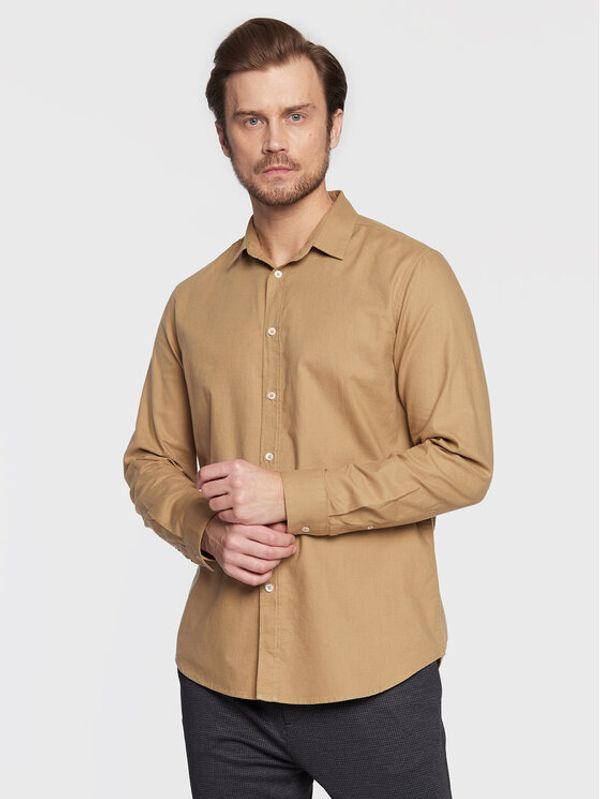 United Colors Of Benetton United Colors Of Benetton Риза 5EZSUQ017 Кафяв Regular Fit