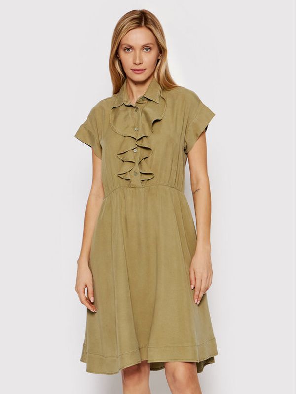 United Colors Of Benetton United Colors Of Benetton Рокля тип риза 4LCRDV008 Зелен Regular Fit