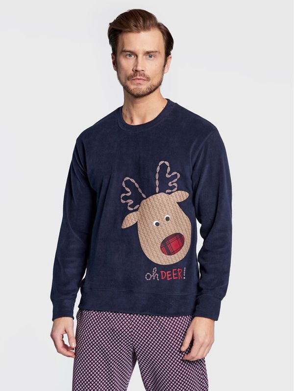 United Colors Of Benetton United Colors Of Benetton Тениска на пижама 3DFQ4M00T Тъмносин Regular Fit