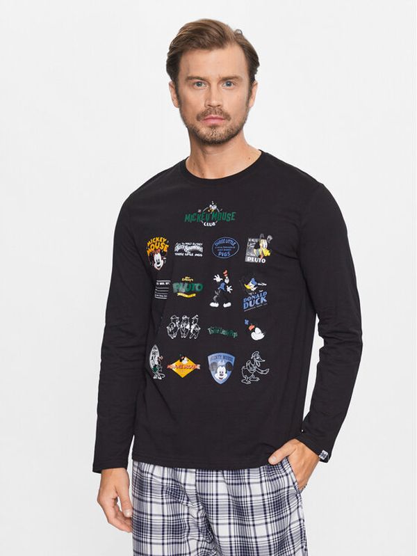 United Colors Of Benetton United Colors Of Benetton Тениска на пижама 3VR54M016 Черен Regular Fit