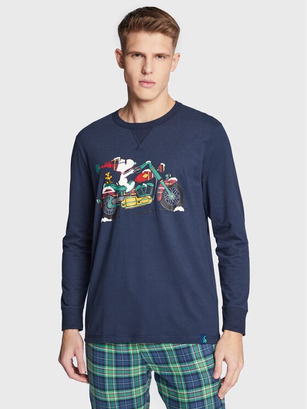 United Colors Of Benetton United Colors Of Benetton Тениска на пижама PEANUTS 3VD04M00S Тъмносин Regular Fit