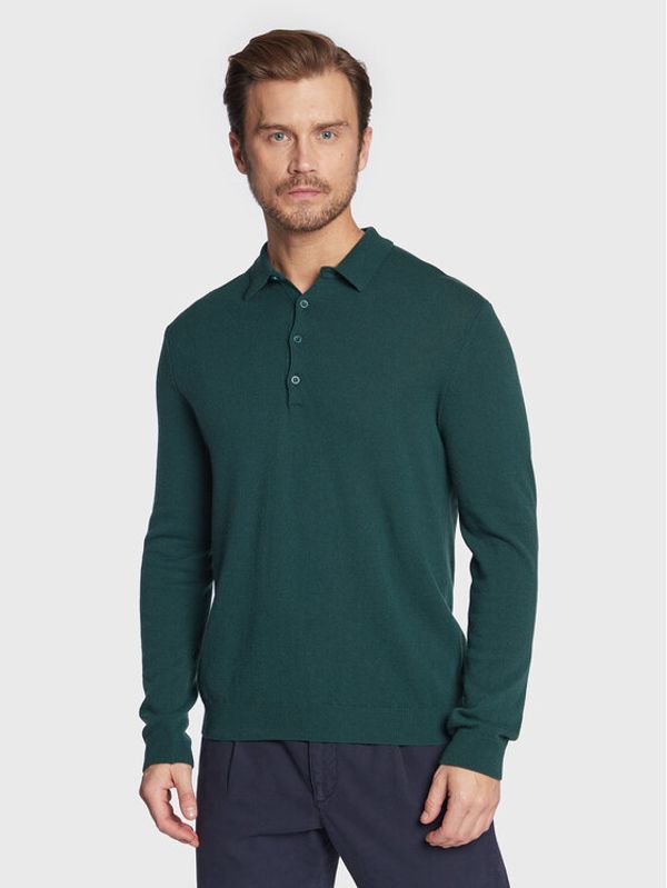 United Colors Of Benetton United Colors Of Benetton Тениска с яка и копчета 1002U300D Зелен Regular Fit