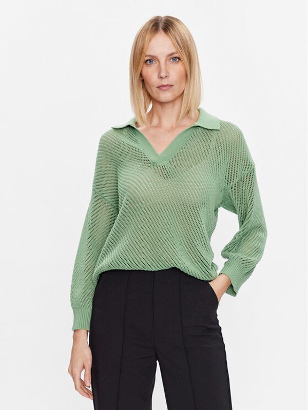 United Colors Of Benetton United Colors Of Benetton Тениска с яка и копчета 105FD300J Зелен Regular Fit