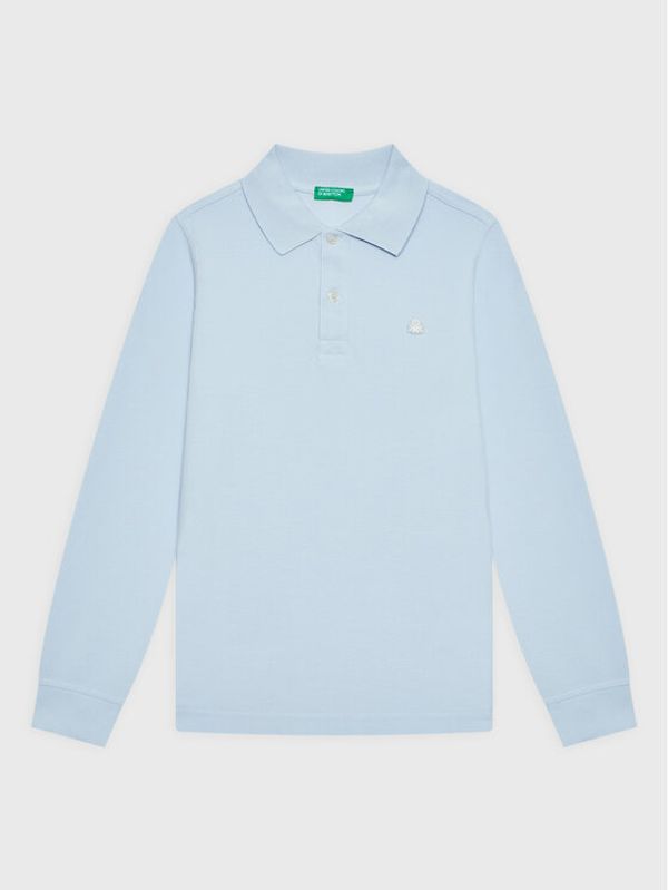 United Colors Of Benetton United Colors Of Benetton Тениска с яка и копчета 3089C300K Син Regular Fit