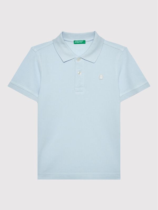 United Colors Of Benetton United Colors Of Benetton Тениска с яка и копчета 3089C300L Син Regular Fit