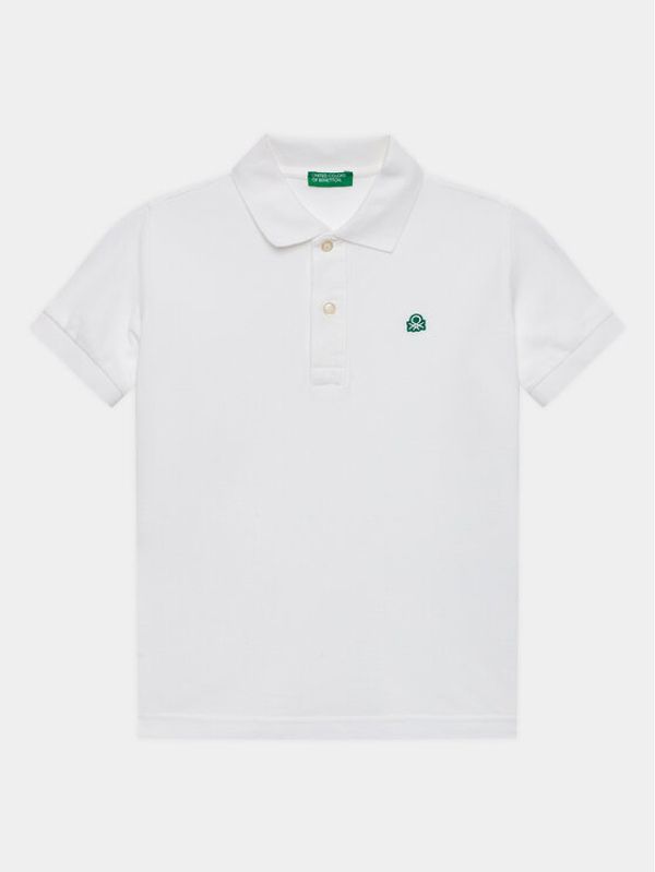 United Colors Of Benetton United Colors Of Benetton Тениска с яка и копчета 3089C300Q Бял Regular Fit