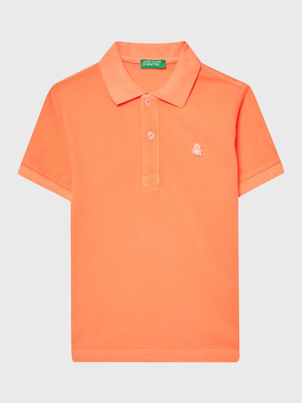United Colors Of Benetton United Colors Of Benetton Тениска с яка и копчета 3089C300R Оранжев Regular Fit