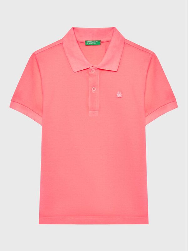 United Colors Of Benetton United Colors Of Benetton Тениска с яка и копчета 3089C300R Розов Regular Fit