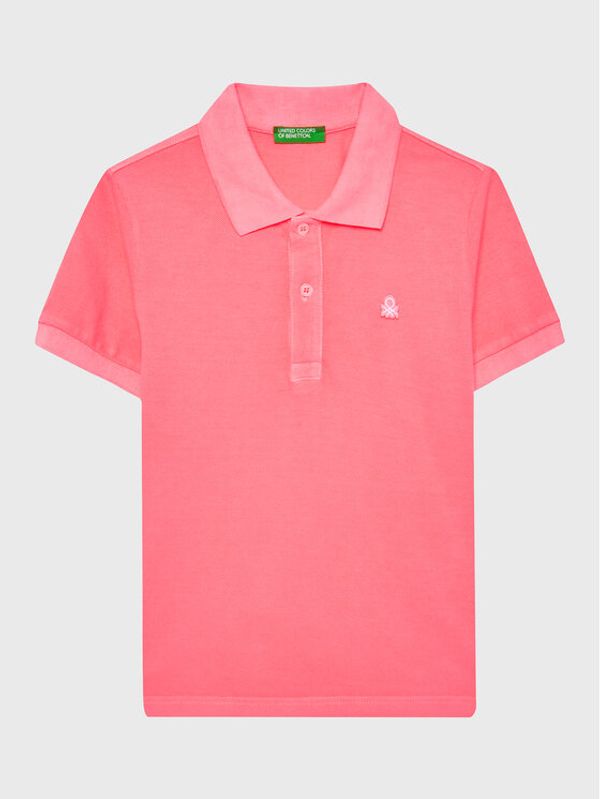 United Colors Of Benetton United Colors Of Benetton Тениска с яка и копчета 3089G300D Розов Slim Fit