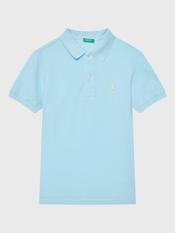 United Colors Of Benetton United Colors Of Benetton Тениска с яка и копчета 3089G300D Син Slim Fit