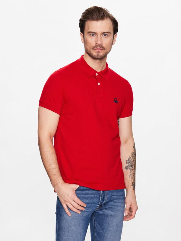 United Colors Of Benetton United Colors Of Benetton Тениска с яка и копчета 3089J3178 Червен Regular Fit