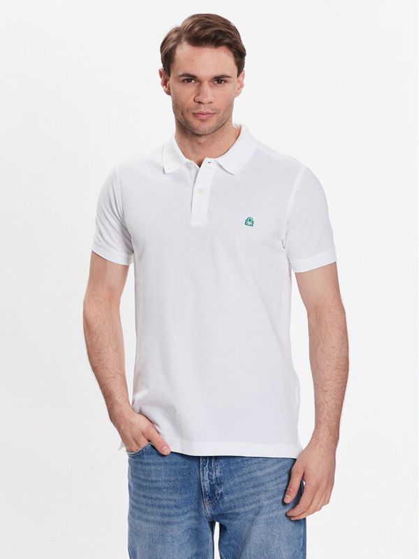 United Colors Of Benetton United Colors Of Benetton Тениска с яка и копчета 3089J3179 Бял Regular Fit