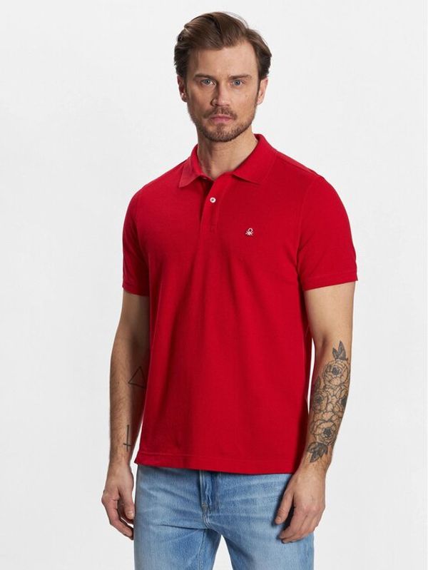 United Colors Of Benetton United Colors Of Benetton Тениска с яка и копчета 3089J3179 Червен Regular Fit