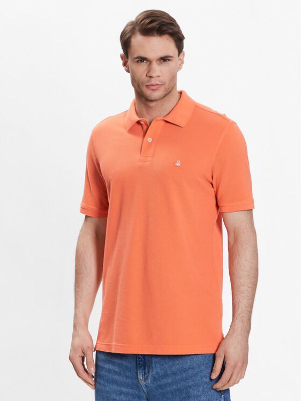 United Colors Of Benetton United Colors Of Benetton Тениска с яка и копчета 3089J3179 Оранжев Regular Fit