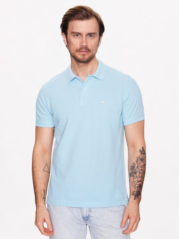 United Colors Of Benetton United Colors Of Benetton Тениска с яка и копчета 3089J3179 Син Regular Fit